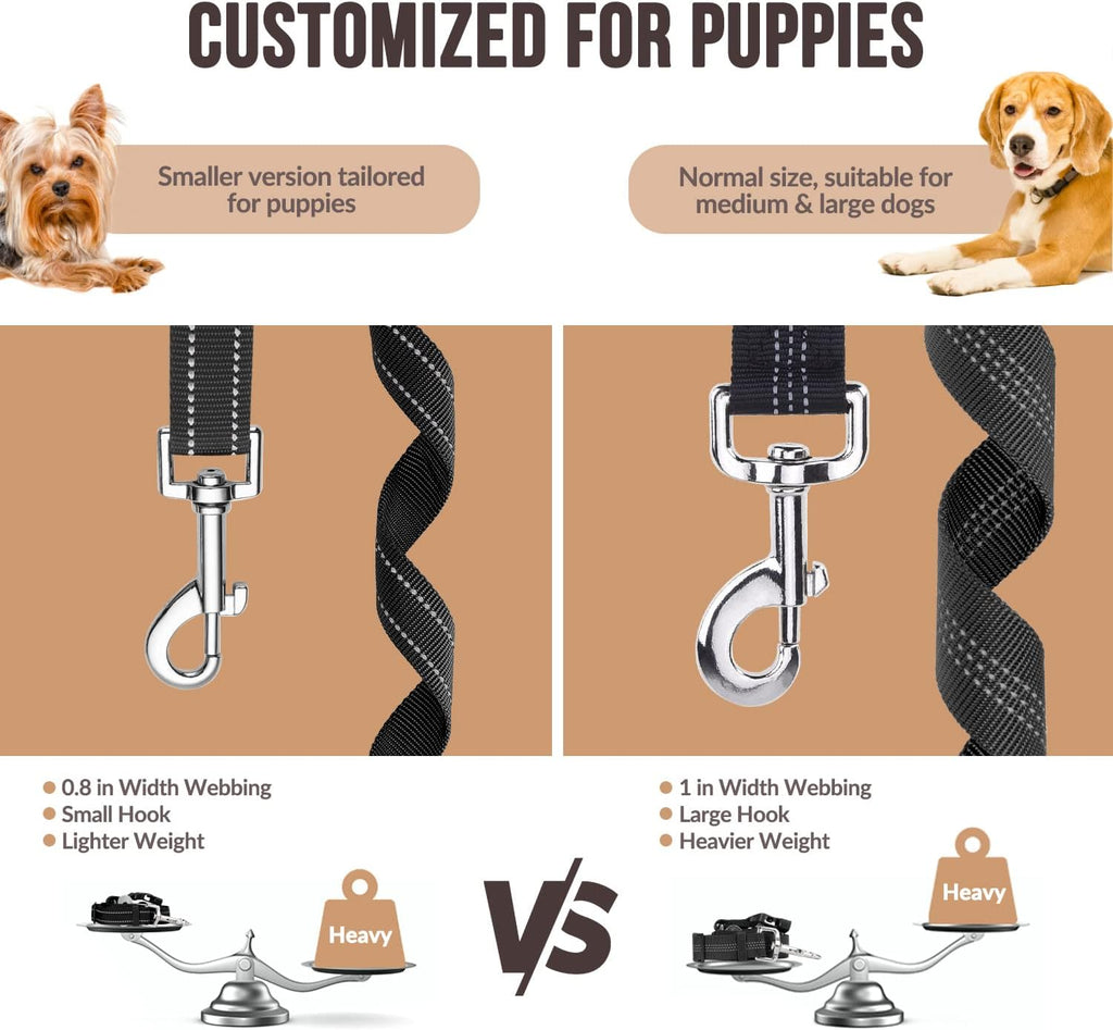 Dog Seat Belt for Car, 2 Pack Dog Car Harness Seatbelt Adjustable with Elastic Bungee Buffer, 2 in 1 Pet Car Leash Headrest Restraint Dog Reflective Safety Tether (S, Black, Headrest+Clip)