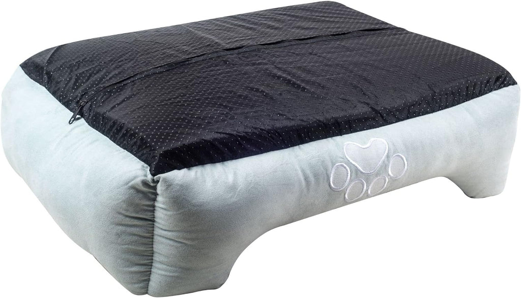 Rectangle Bolster Pet Bed, Dog Bed Medium Size, Blue with Orthopedic Insert.
